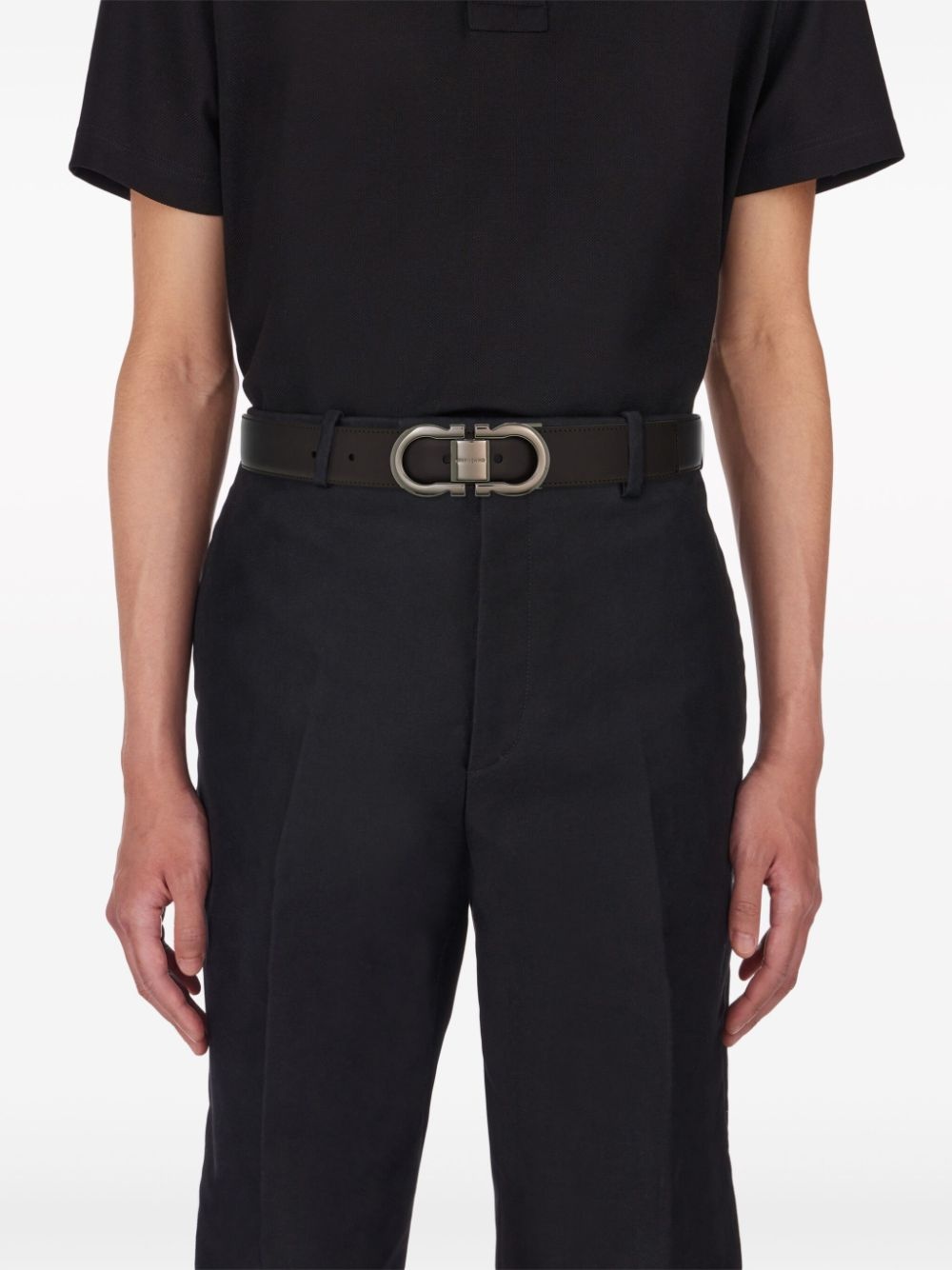 reversible Gancini leather belt - 4
