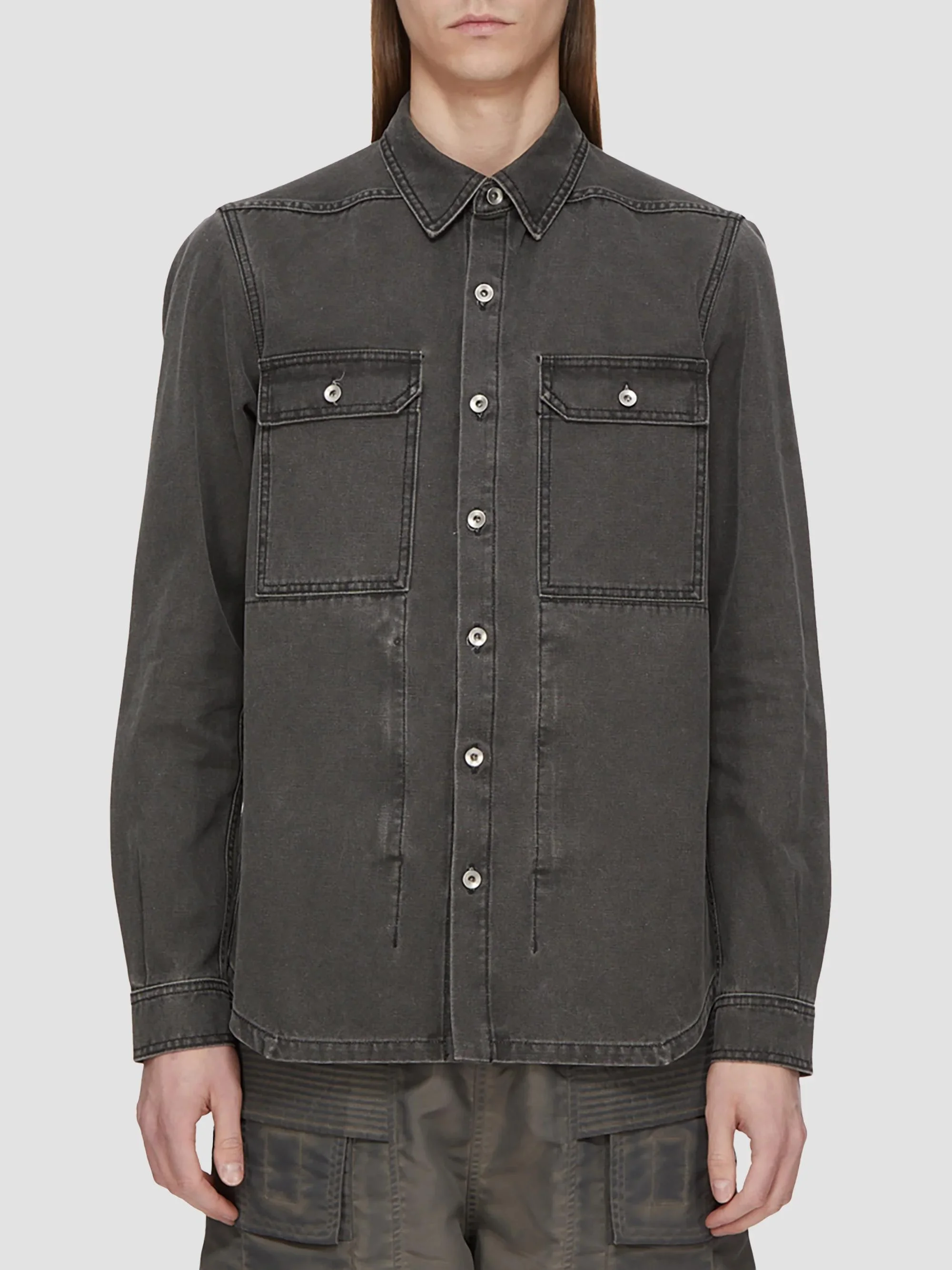 Men's Denim Fitted Outershirt - Gravel - 1