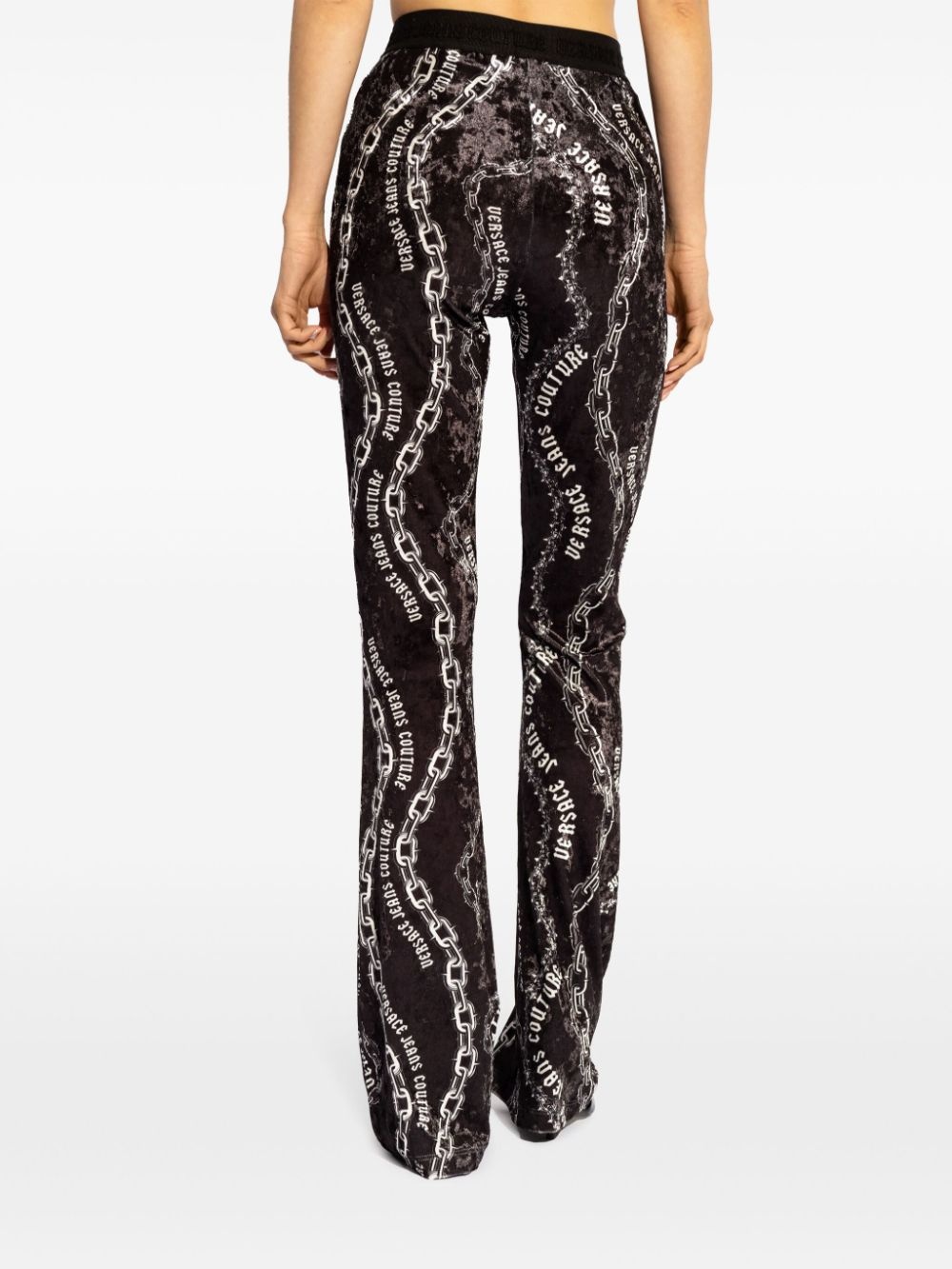 chain-print flared trousers - 4