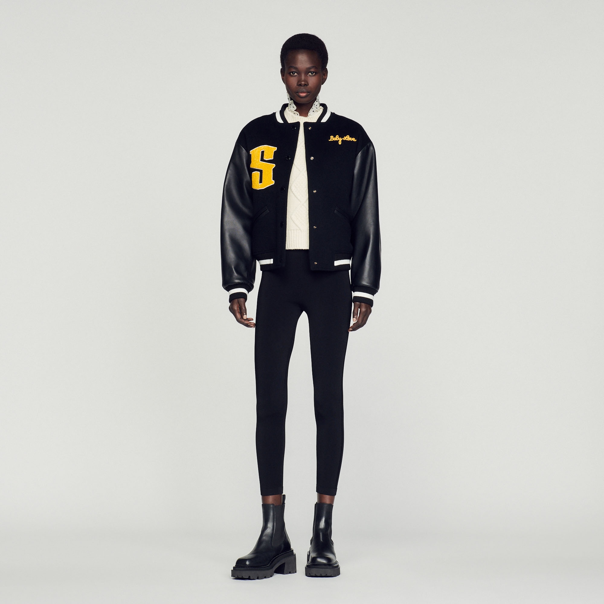 Wool and leather varsity jacket - 3