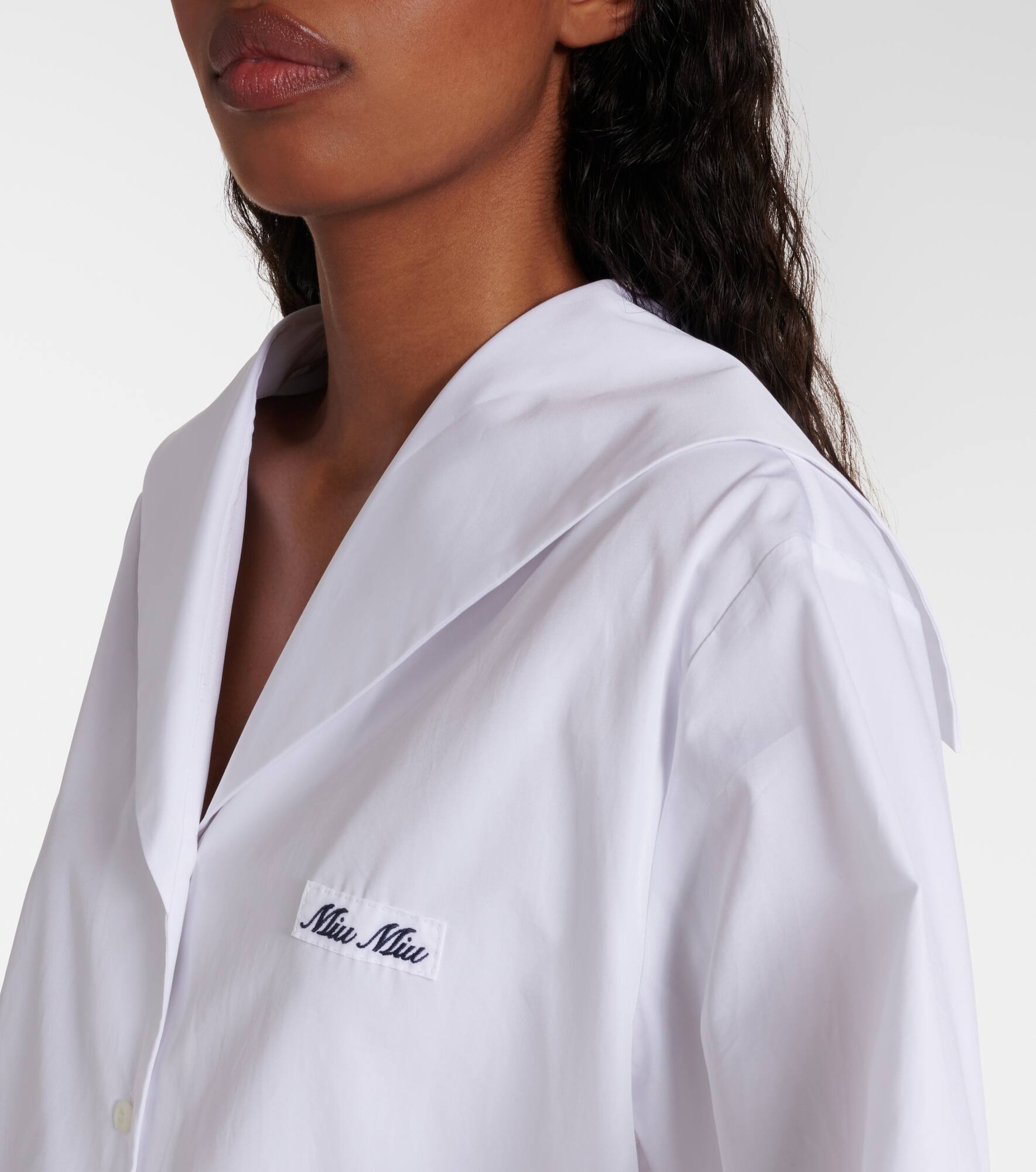 Gathered cotton poplin shirt dress - 4
