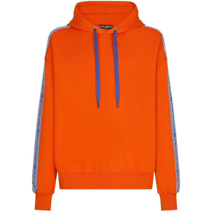 Jersey hoodie with branded bands - 1