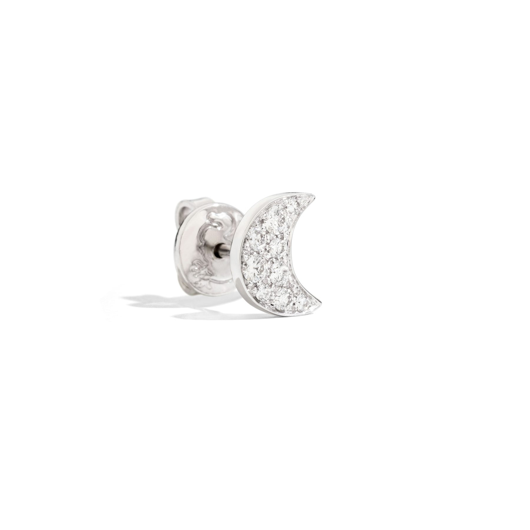 WHITE GOLD & DIAMOND MOON STUD EARRING - 1