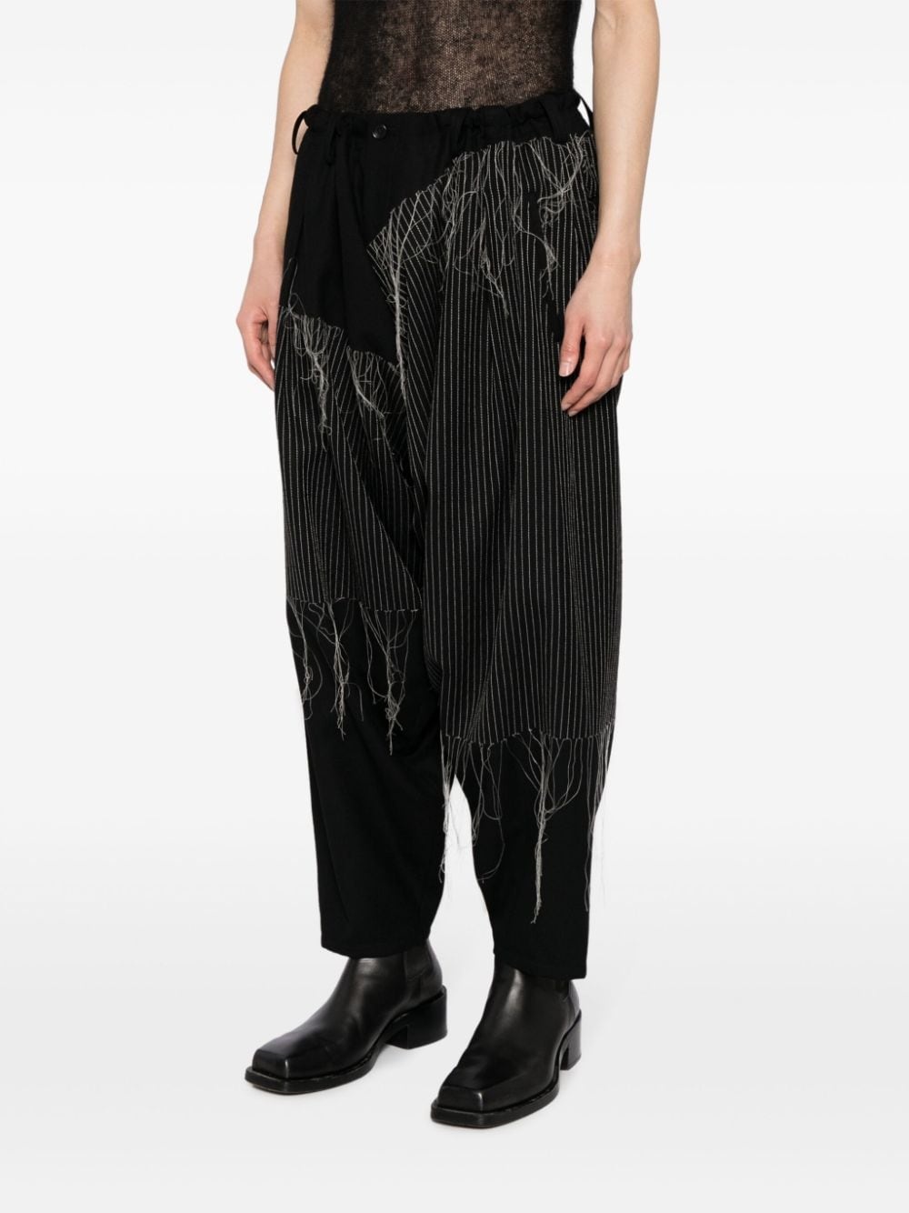 embroidered draped trousers - 3