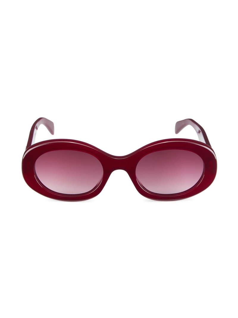 Women's Triomphe 52MM Oval Sunglasses - Red 1
