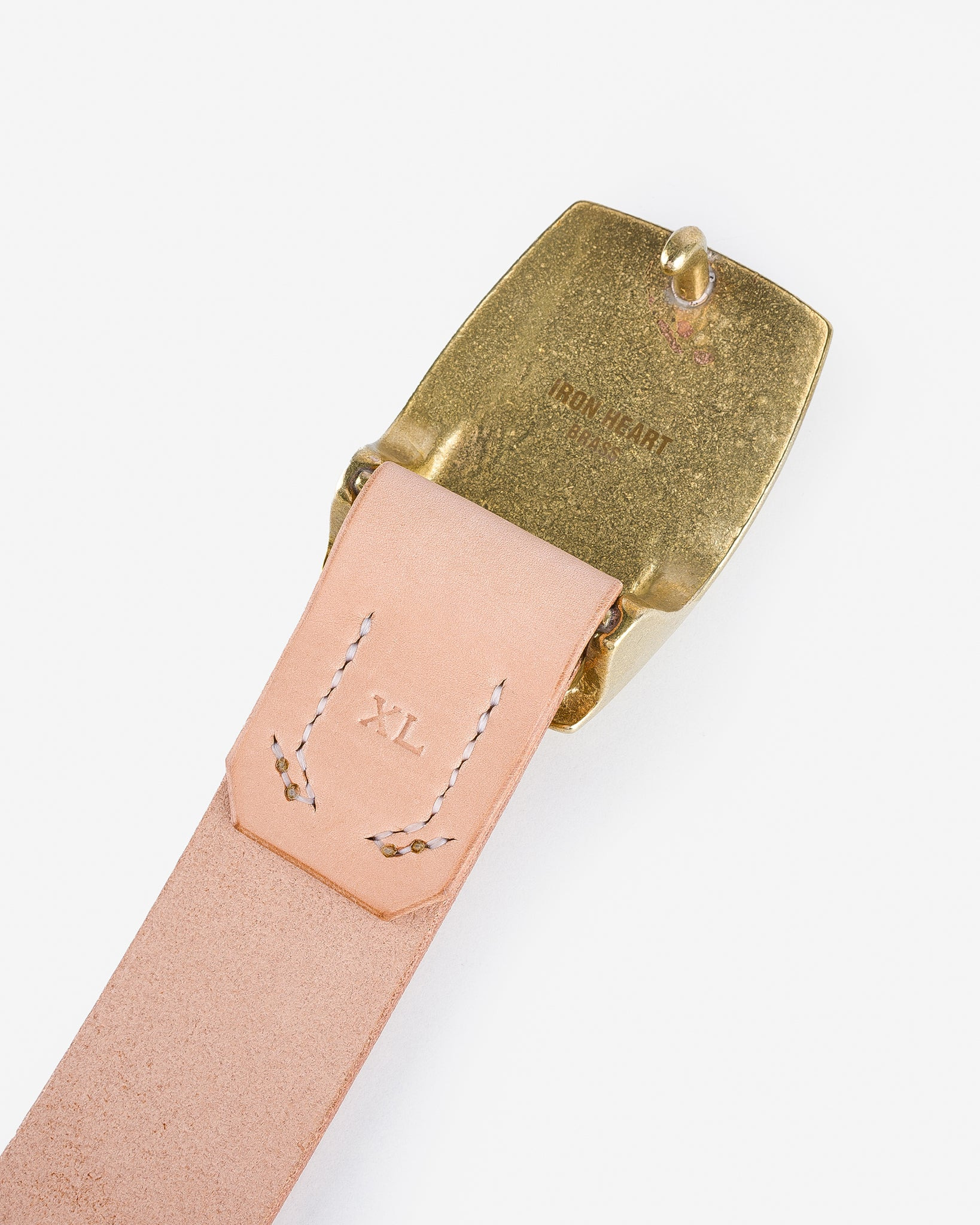 IHB-09-NATB Heavy Plate Brass Buckle Tochigi Leather Belt - Natural - 4