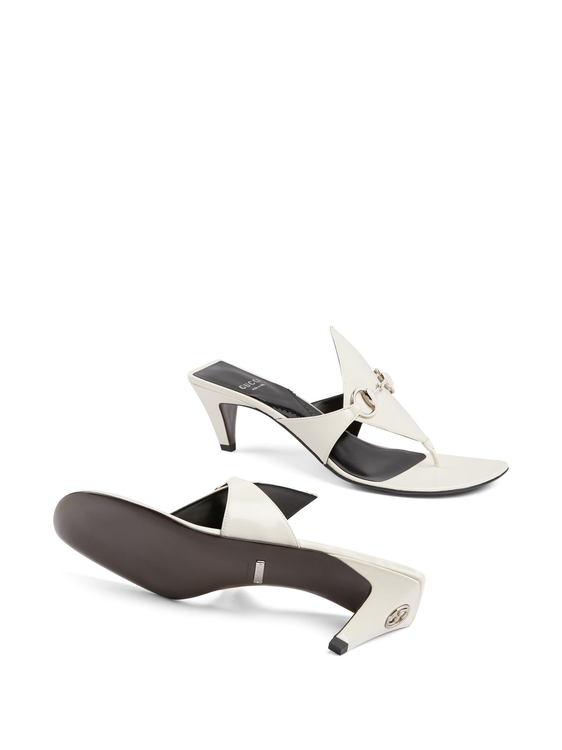 White 55 Horsebit Leather Sandals - 5