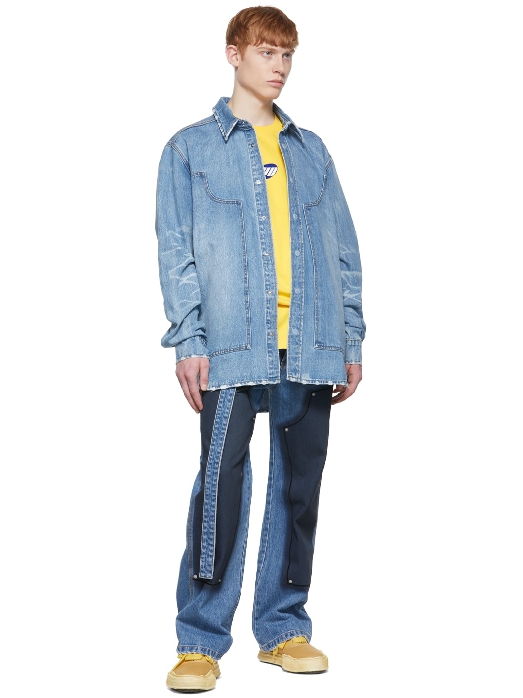 Blue Paneled Denim Jacket - 4