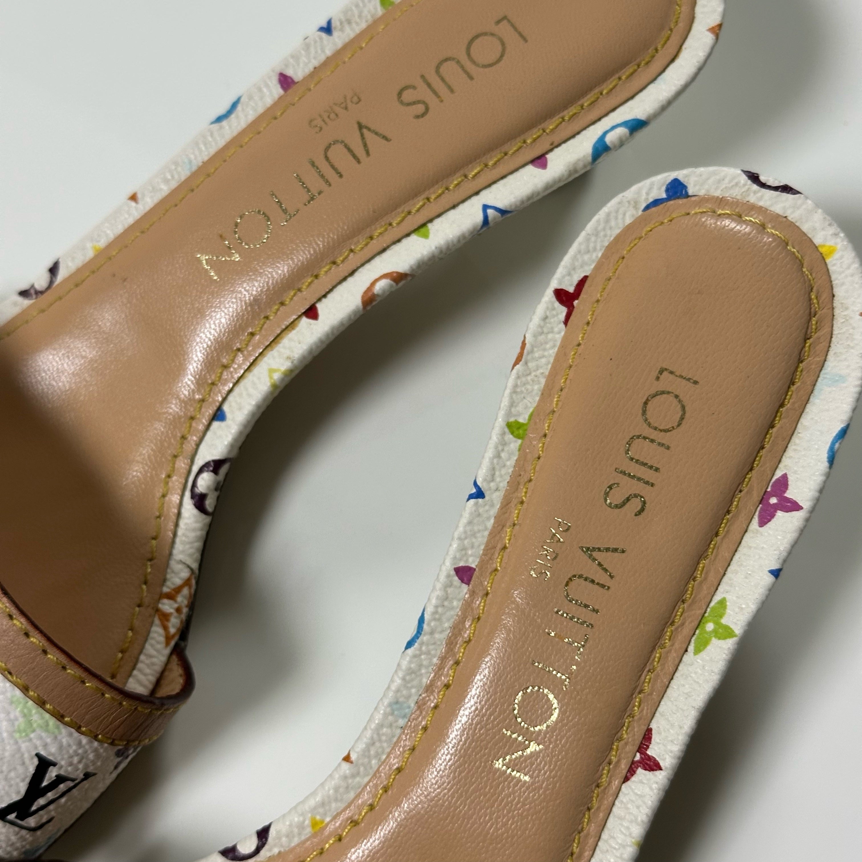 LOUIS VUITTON Monogram Leather Sandals - 6