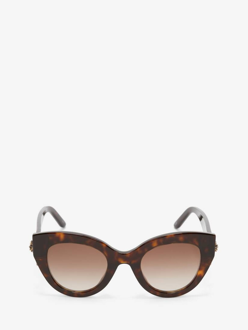 Women's Skull Pendant Jewelled Sunglasses in Havana - Brown 1