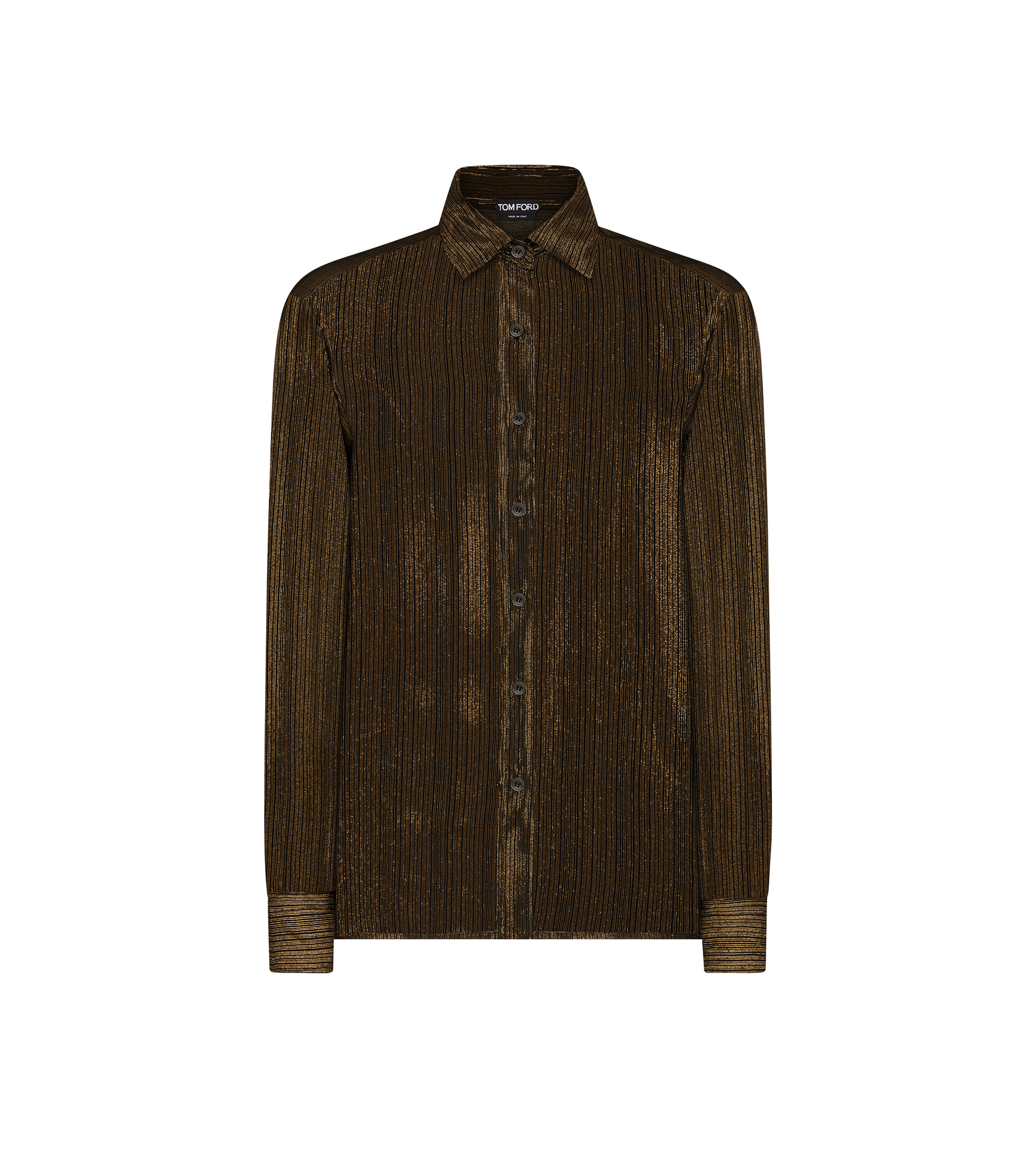 LUREX MICRO-STRIPE SILK CHIFFON SHIRT - 1