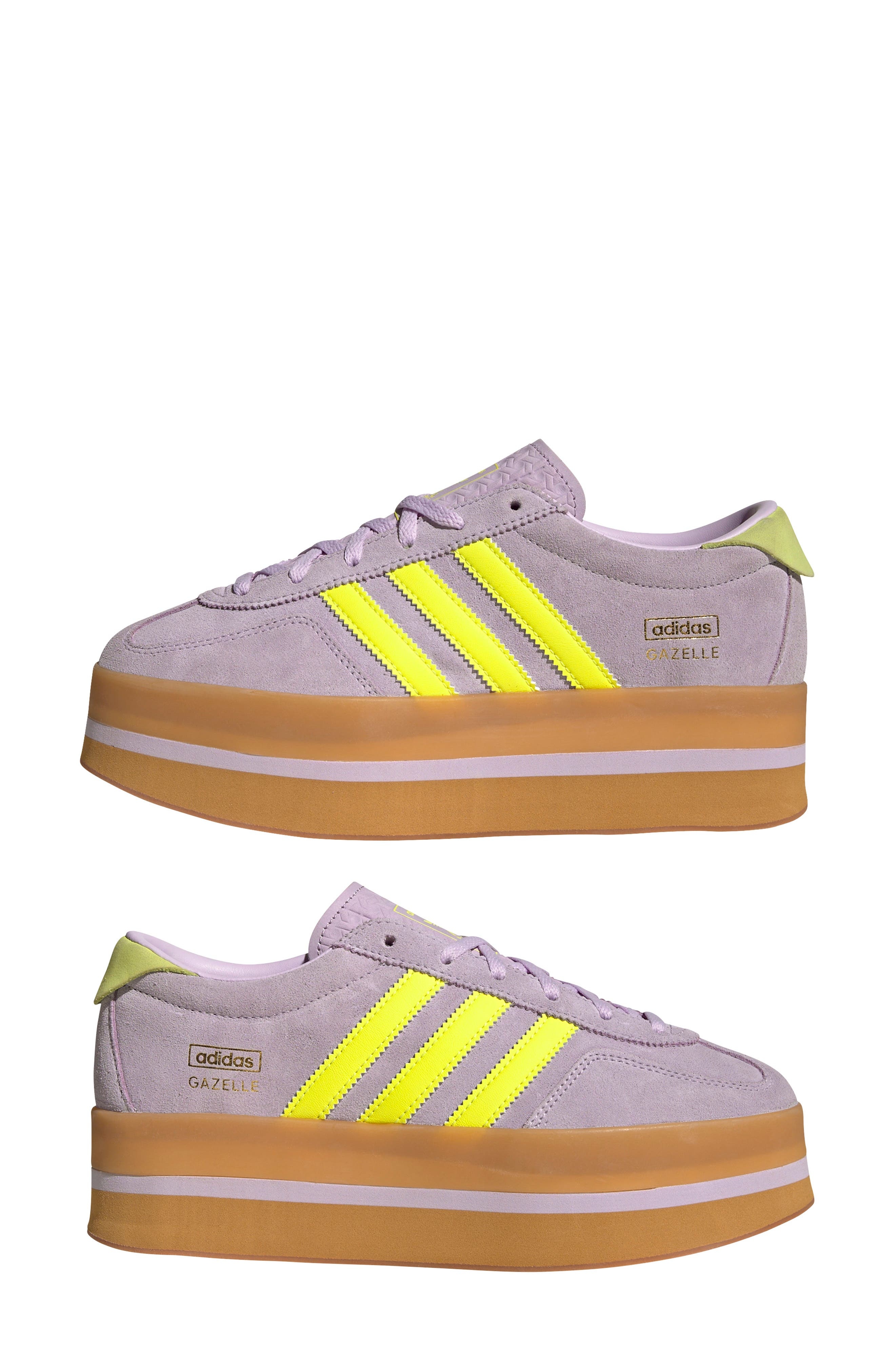 adidas Gazelle Stack Platform Sneaker in Ice Lavender/Yellow/Gum at Nordstrom - 7