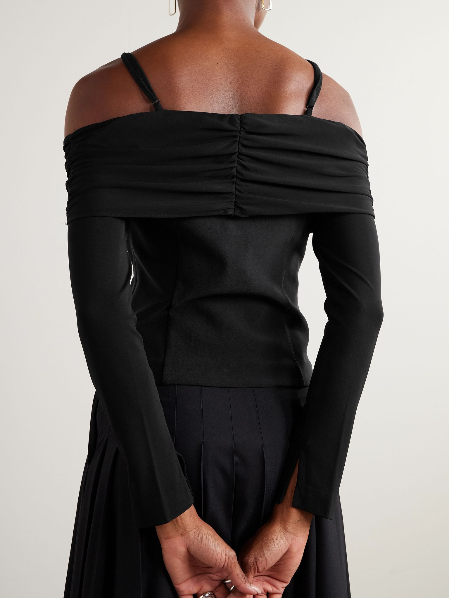 Hazel off-the-shoulder stretch-jersey top Black - 4