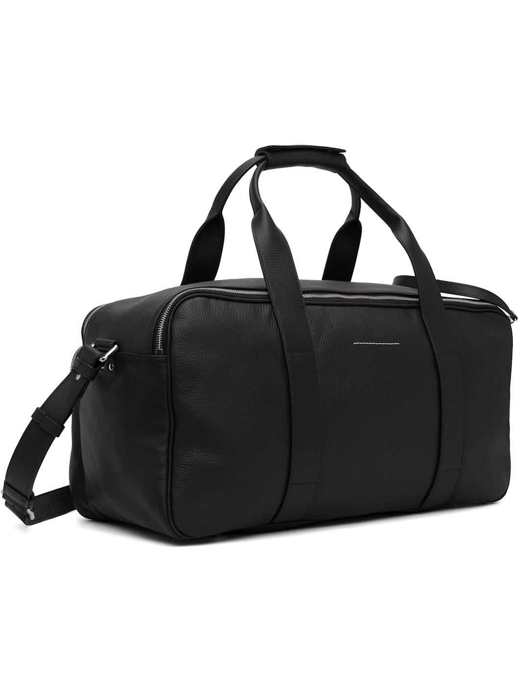 Black Leather Travel Duffle Bag - 3
