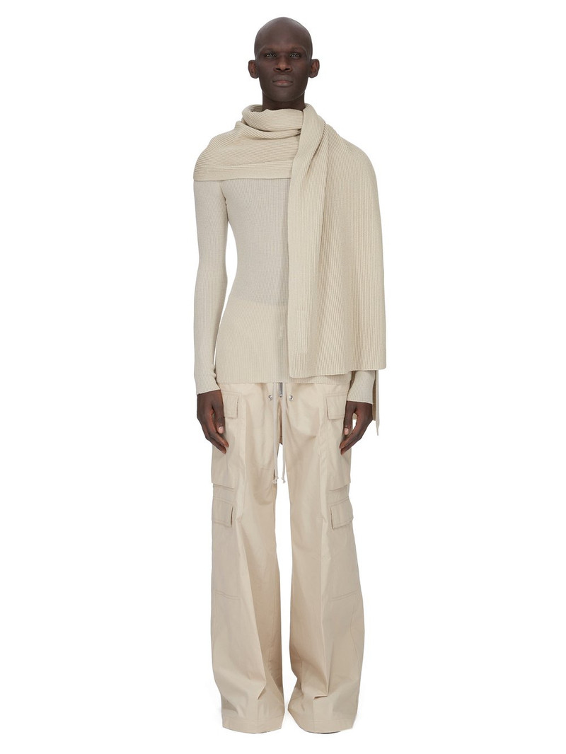 Rick Owens Off-White Temple Ribbed Round Neck Sweater outlook