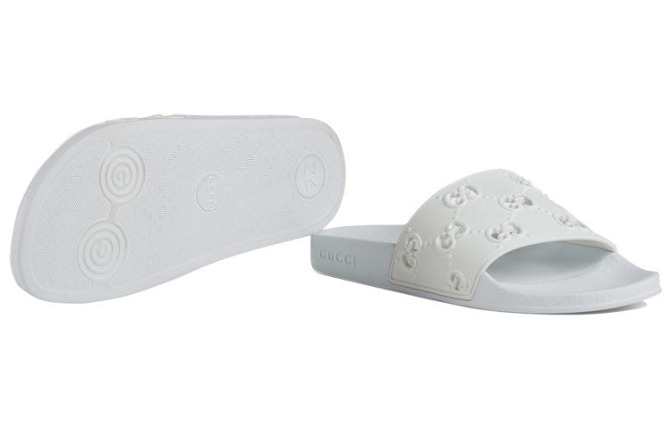 (WMNS) Gucci Rubber GG Slide 'White' 573922-JDR00-9014 - 6