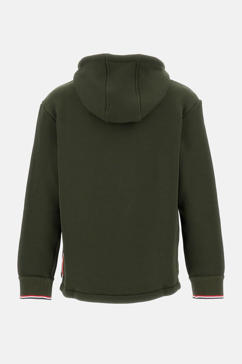 Oversized knit sweatshirt with hood and contrasting stripes - 3