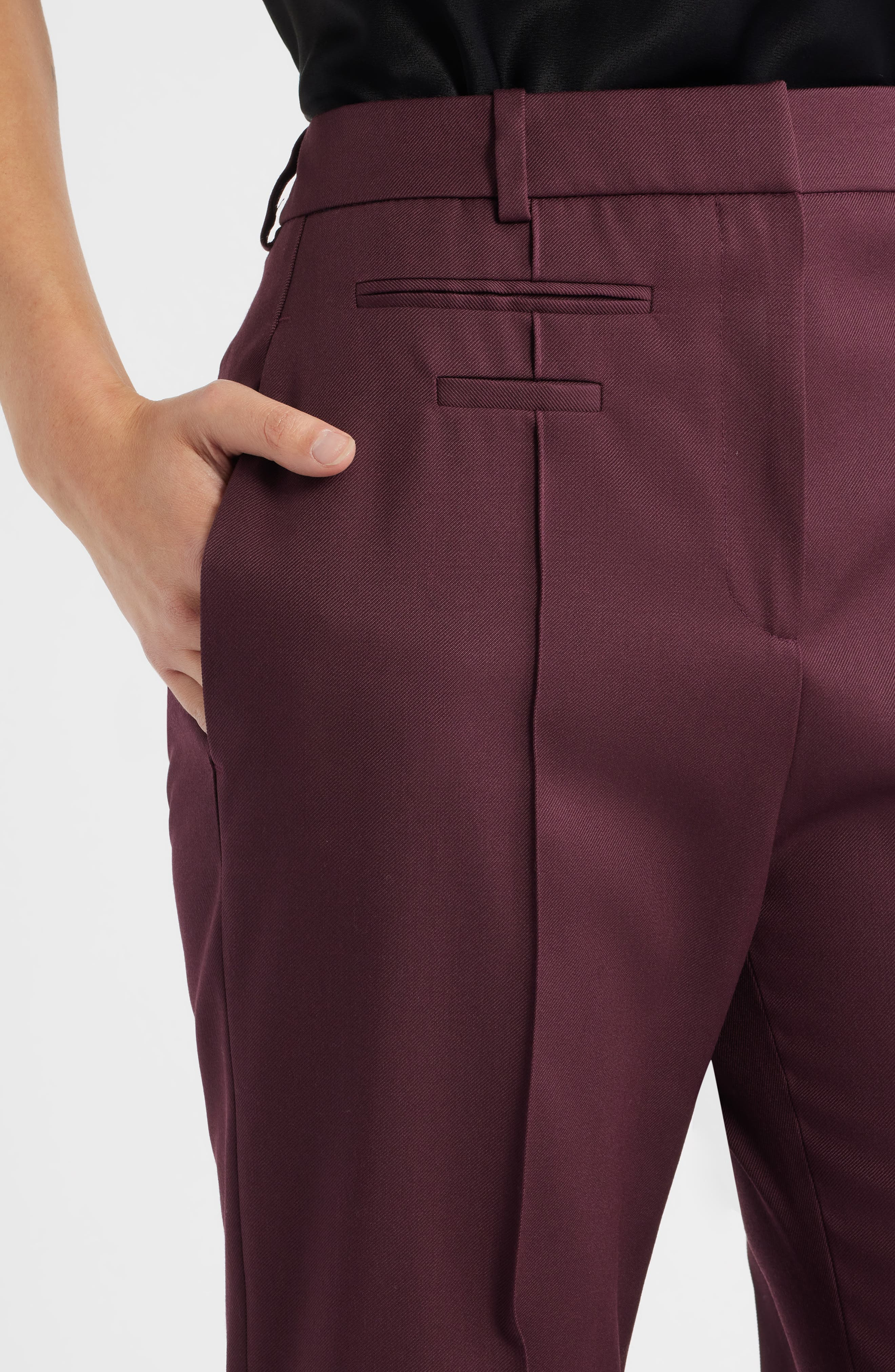 BOSS Talmia Virgin Wool Flare Pants in Soft Vermillion at Nordstrom - 4