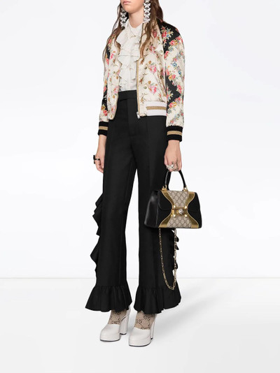 GUCCI Rose print silk bomber jacket outlook