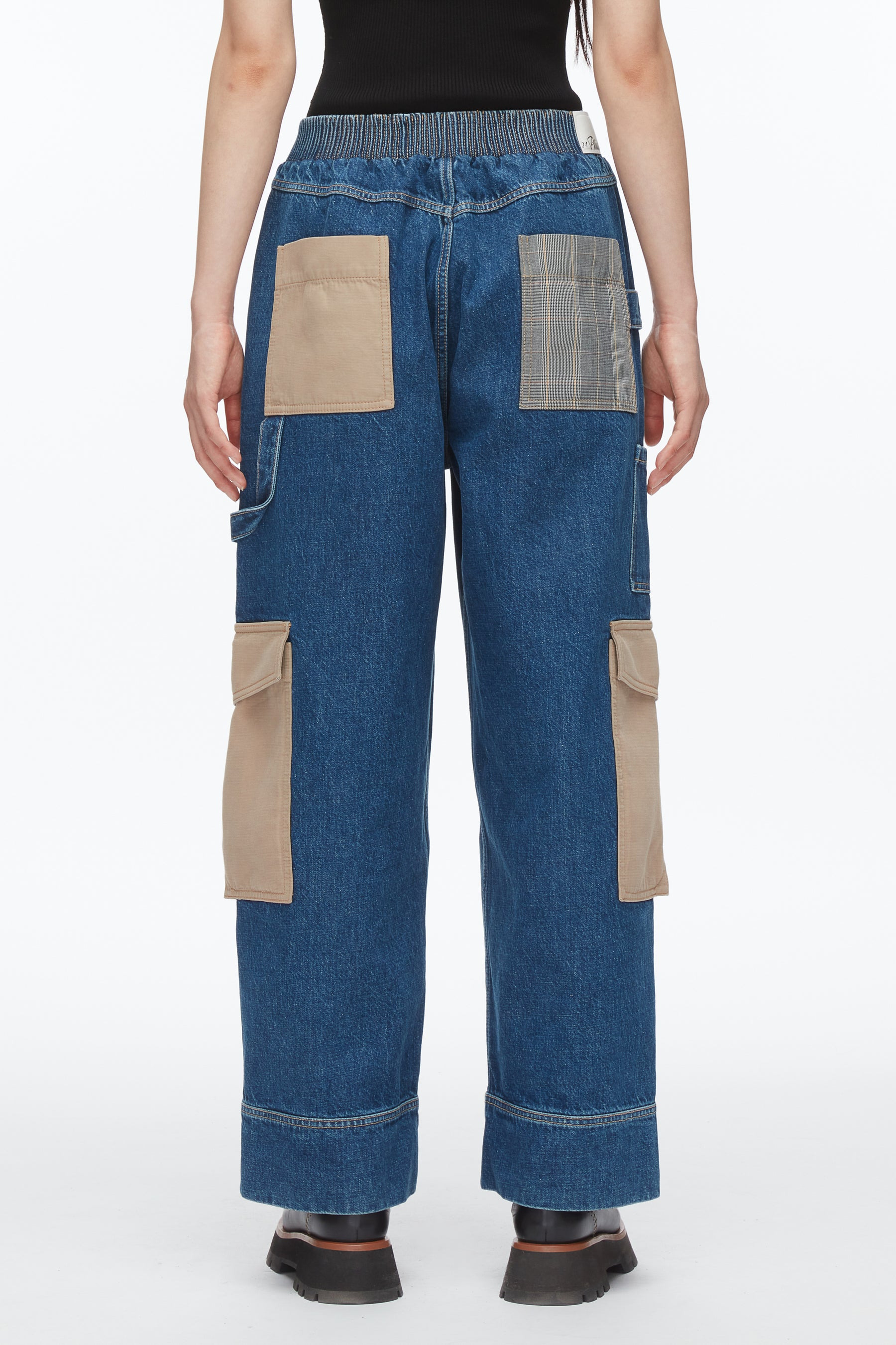 Patchwork Denim Pull On Pants - 5