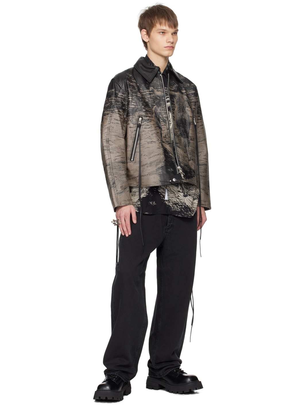 Black & Brown Dixon Leather Jacket - 4