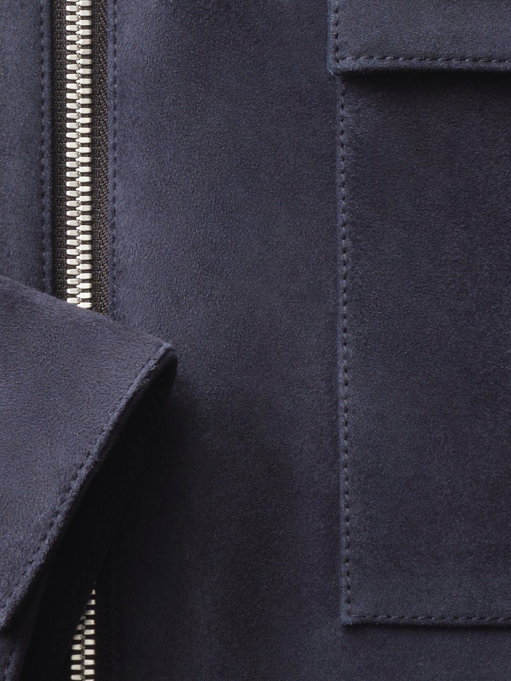 Clean Suede Zip Shirt in Dark Navy - 4