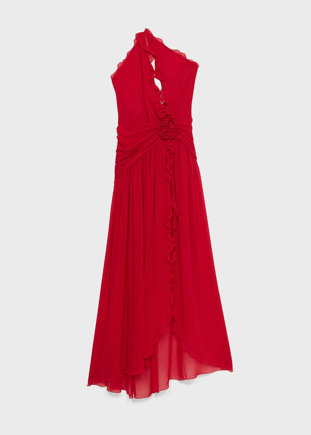 ONE-SHOULDER DRESS IN SILK GEORGETTE - 1