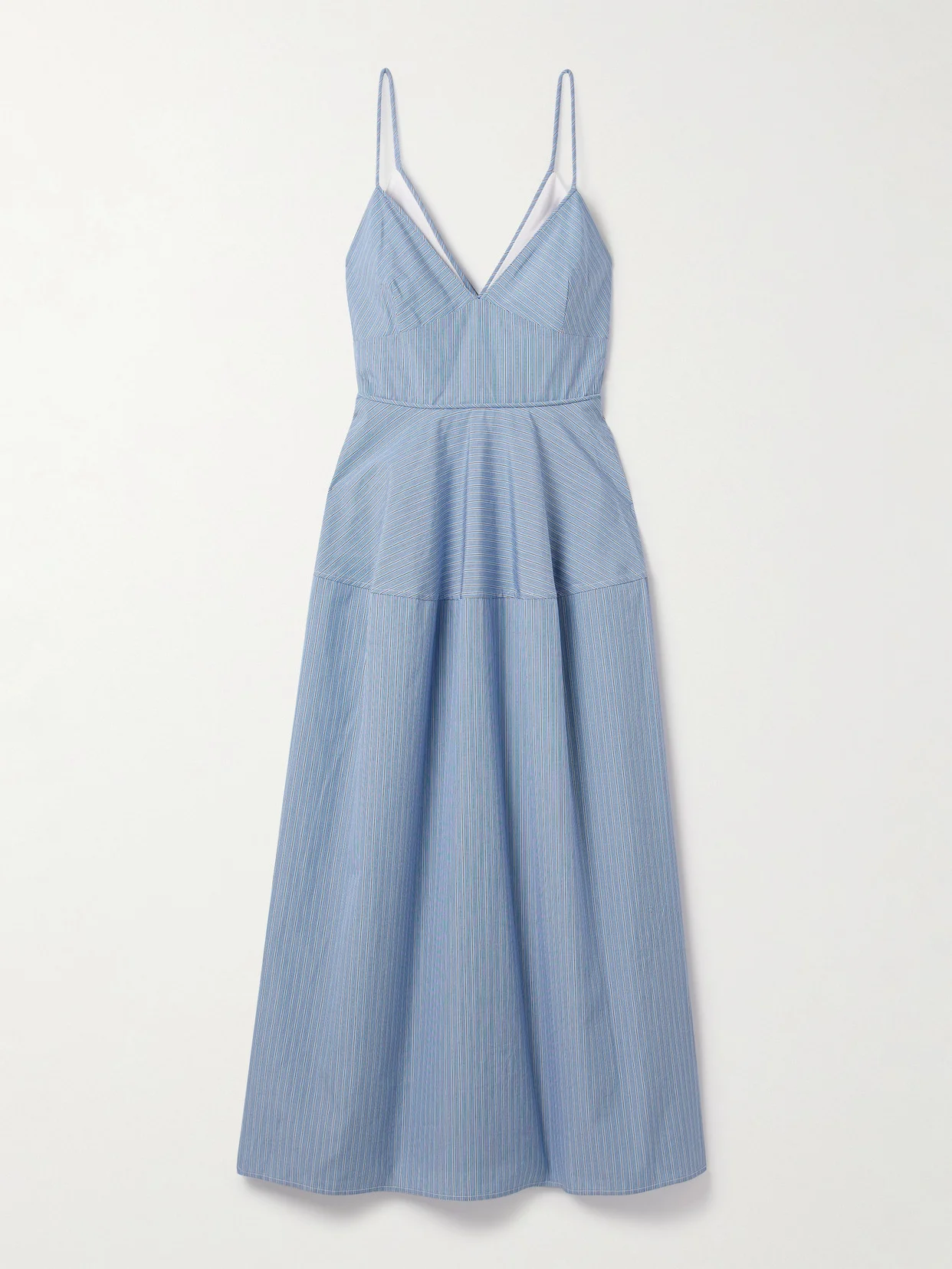 Basque Striped Cotton-poplin Midi Dress - 1
