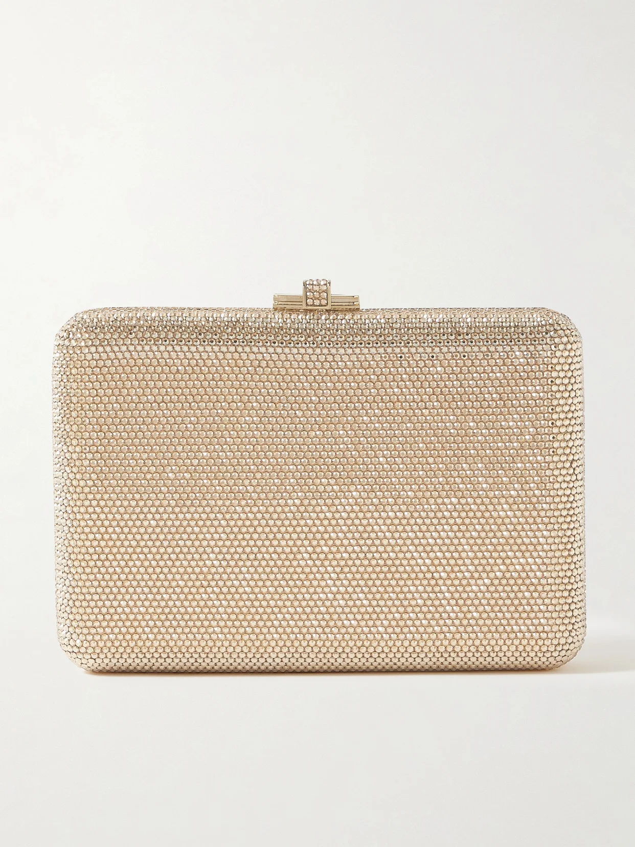 Slim Slide Crystal-embellished Gold-tone Clutch - 1