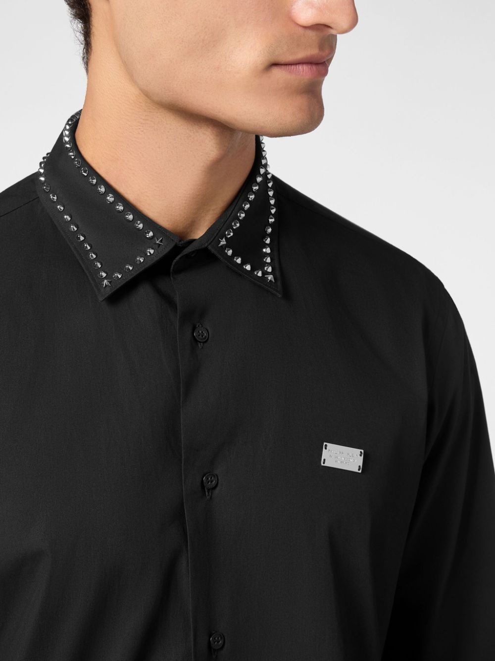 stud-embellished cotton shirt - 4