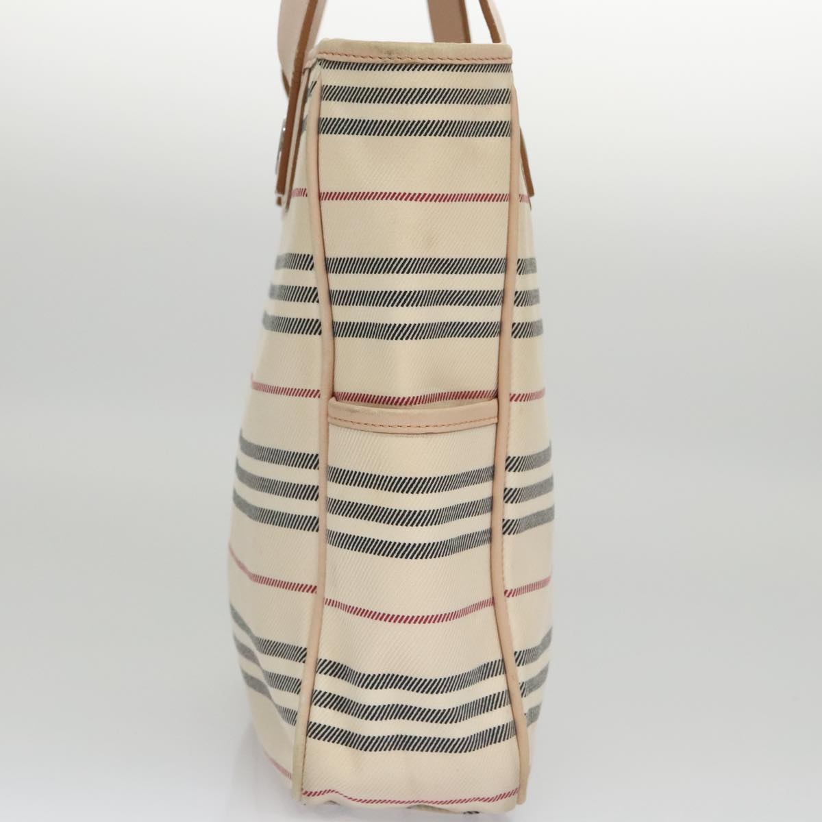 Burberry Shoulder Bag Canvas Leather Beige Cream Silver - 4