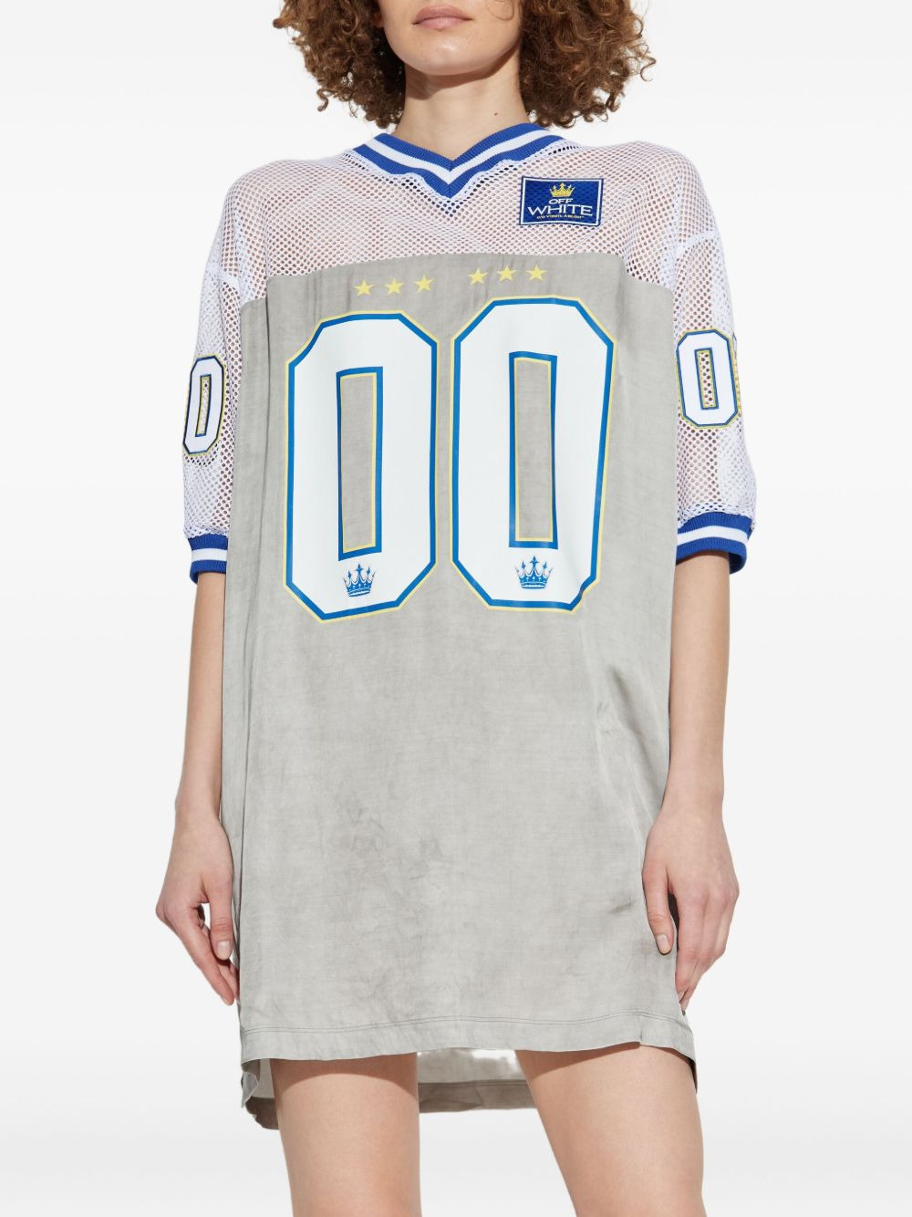 mesh-insert jersey dress - 3