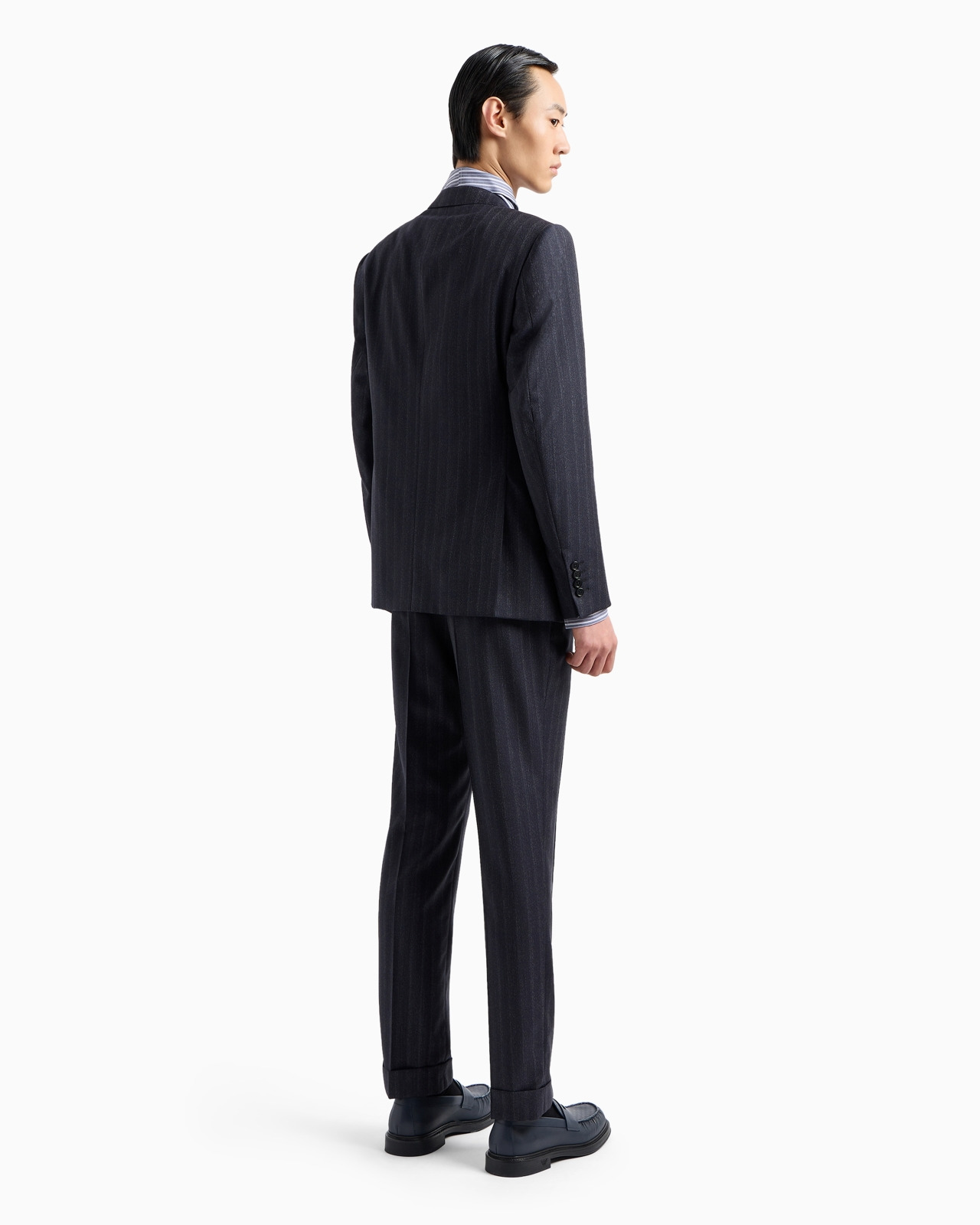 SLIM-FIT SINGLE-BREASTED SUIT IN VIRGIN WOOL WITH GRADIENT STRIPE - 3
