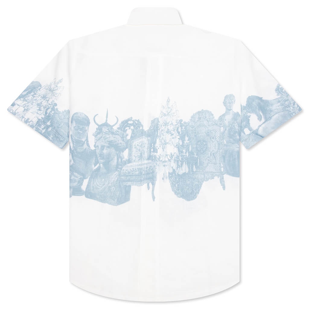 LINEN SHIRT WITH HUBERT OBJECTS PRINT- BLUE/WHITE - 2