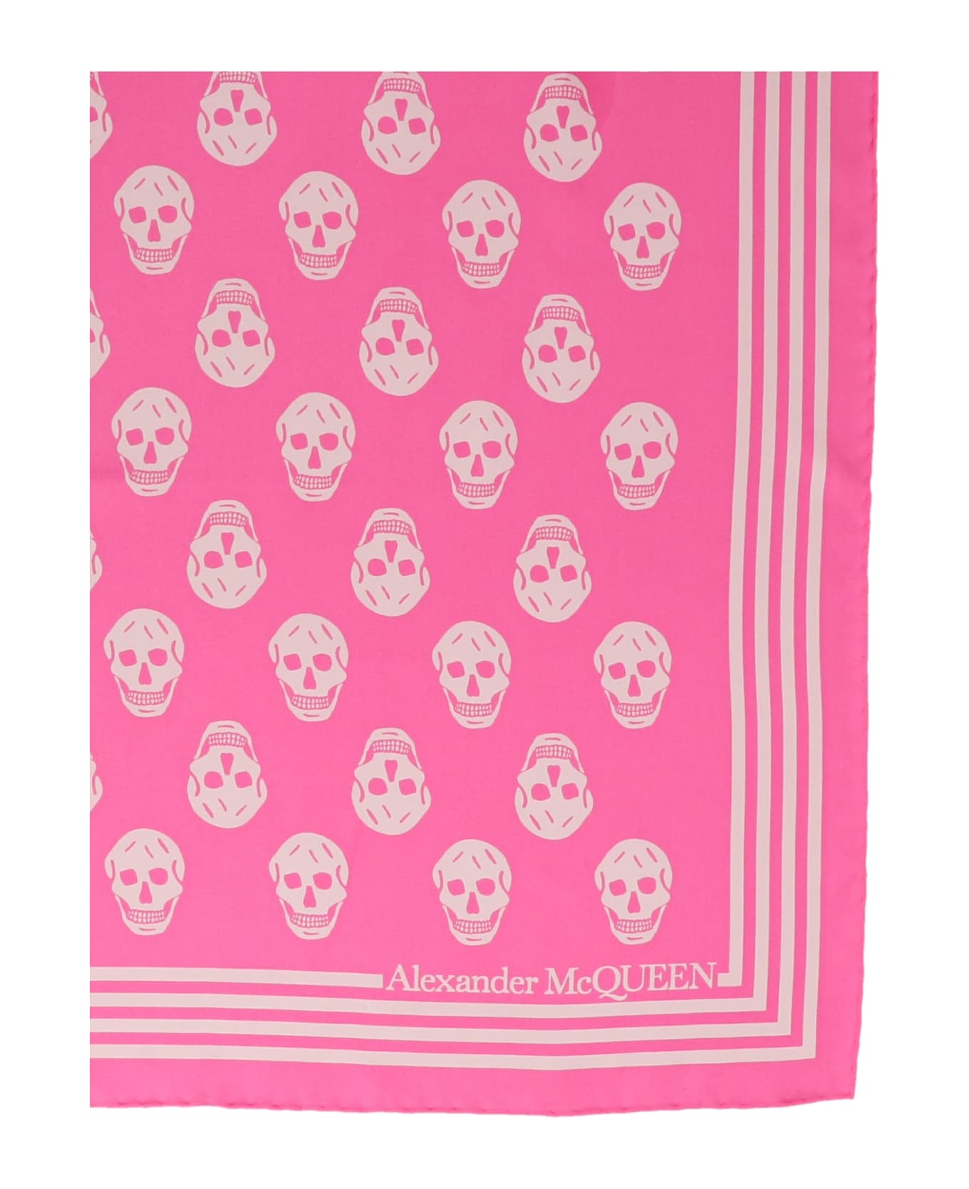 Pink Silk Scarf With Skull Pattern - 2