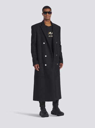 Balmain Long asymmetrical wool coat outlook
