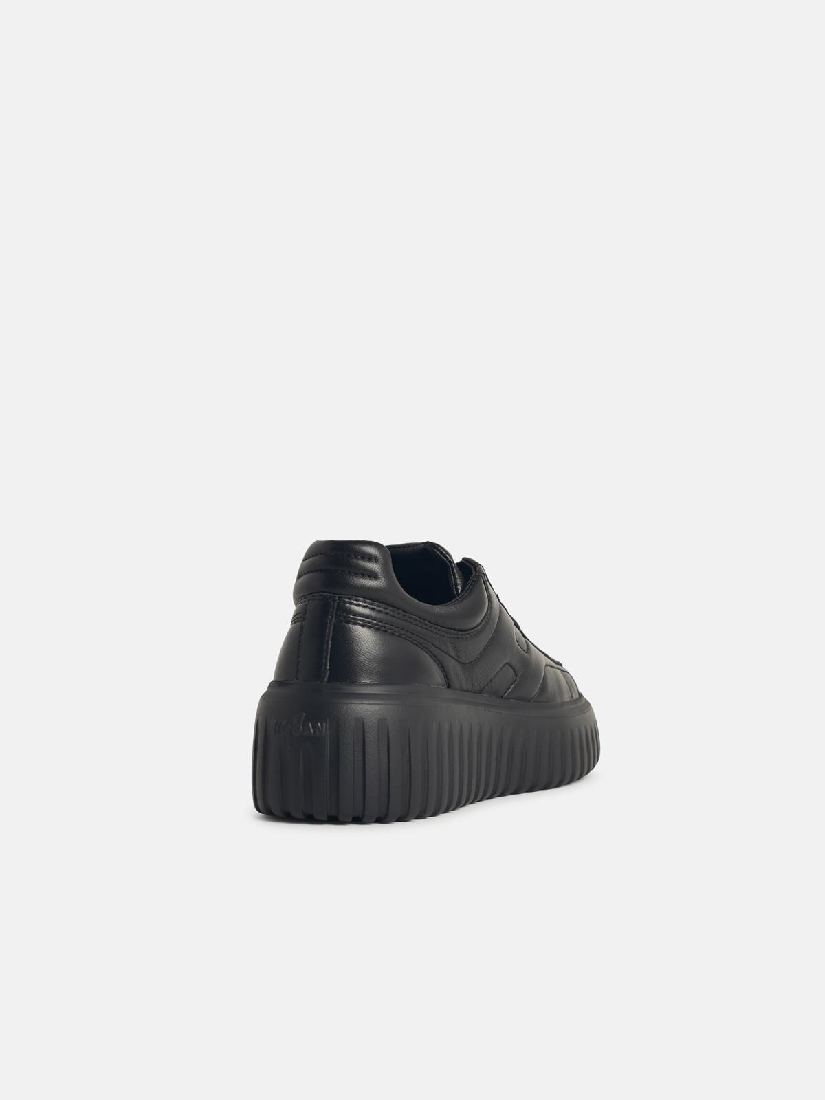'H-STRIPES' BLACK LEATHER SNEAKERS - 3