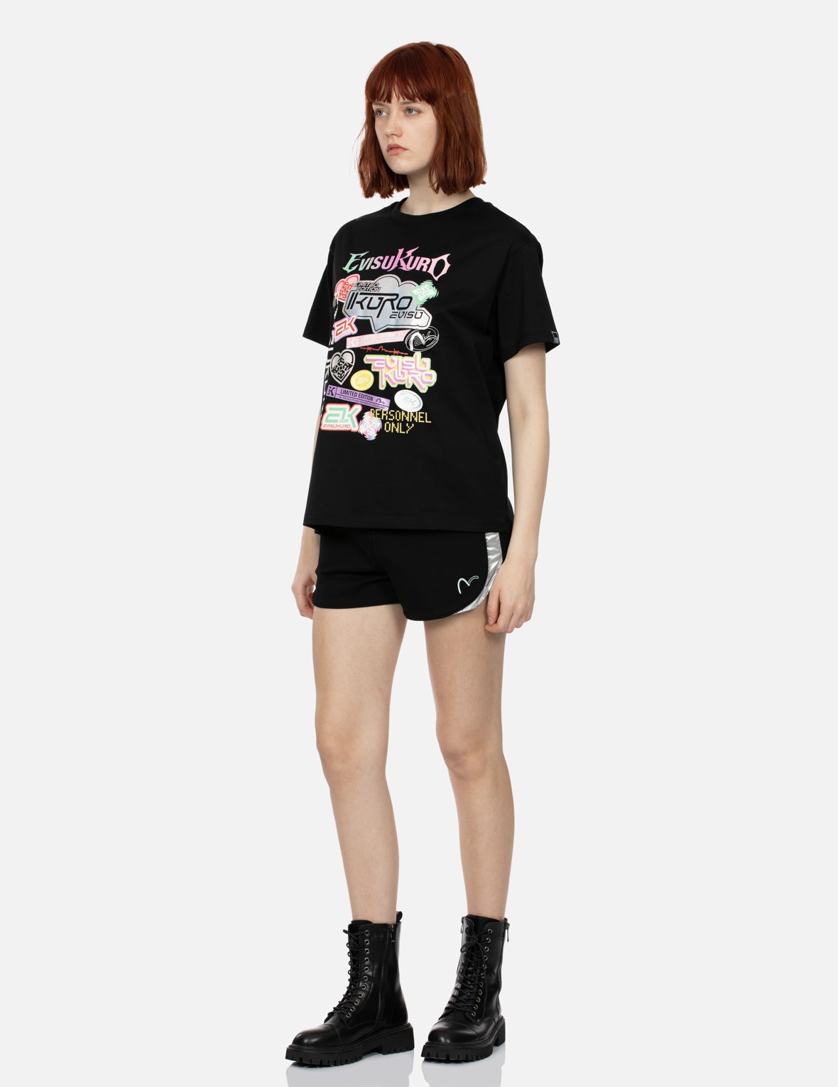 Y2K Holographic Sticker Print Boyfriend T-shirt - 3