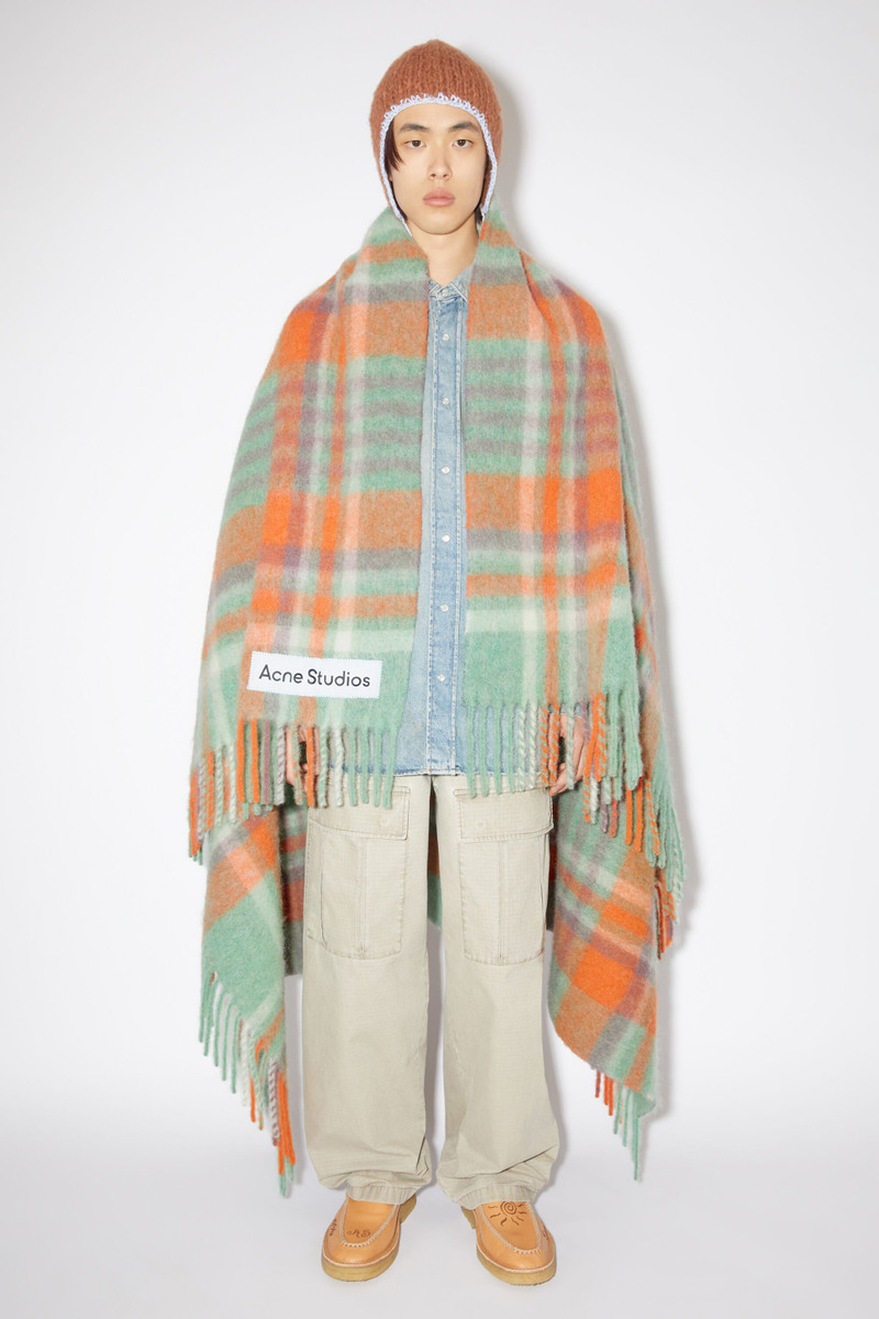 Wool mohair scarf - Extra large - Orange/lilac/aqua blue 3