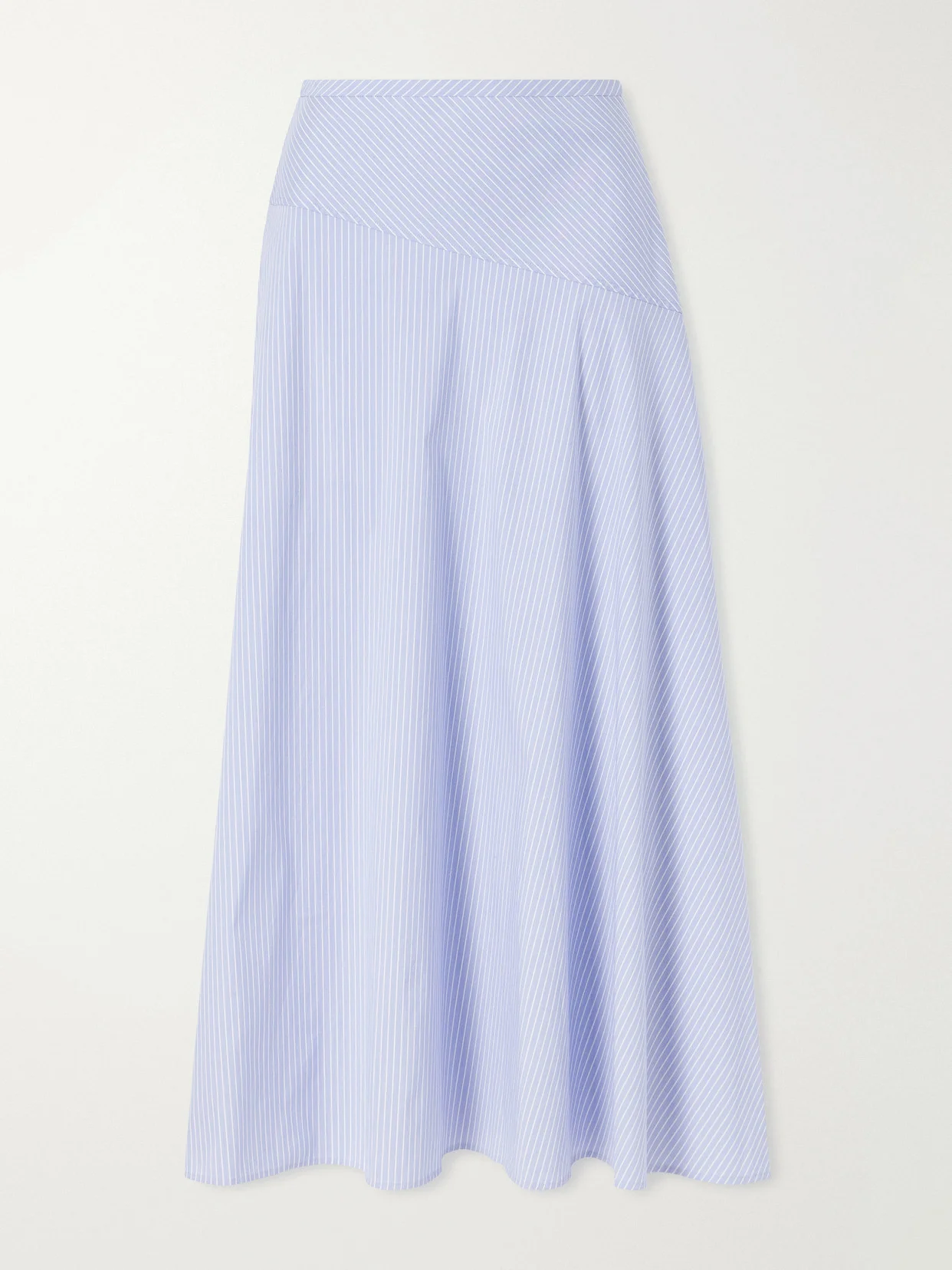 Gathered Striped Cotton-blend Poplin Midi Skirt - 1