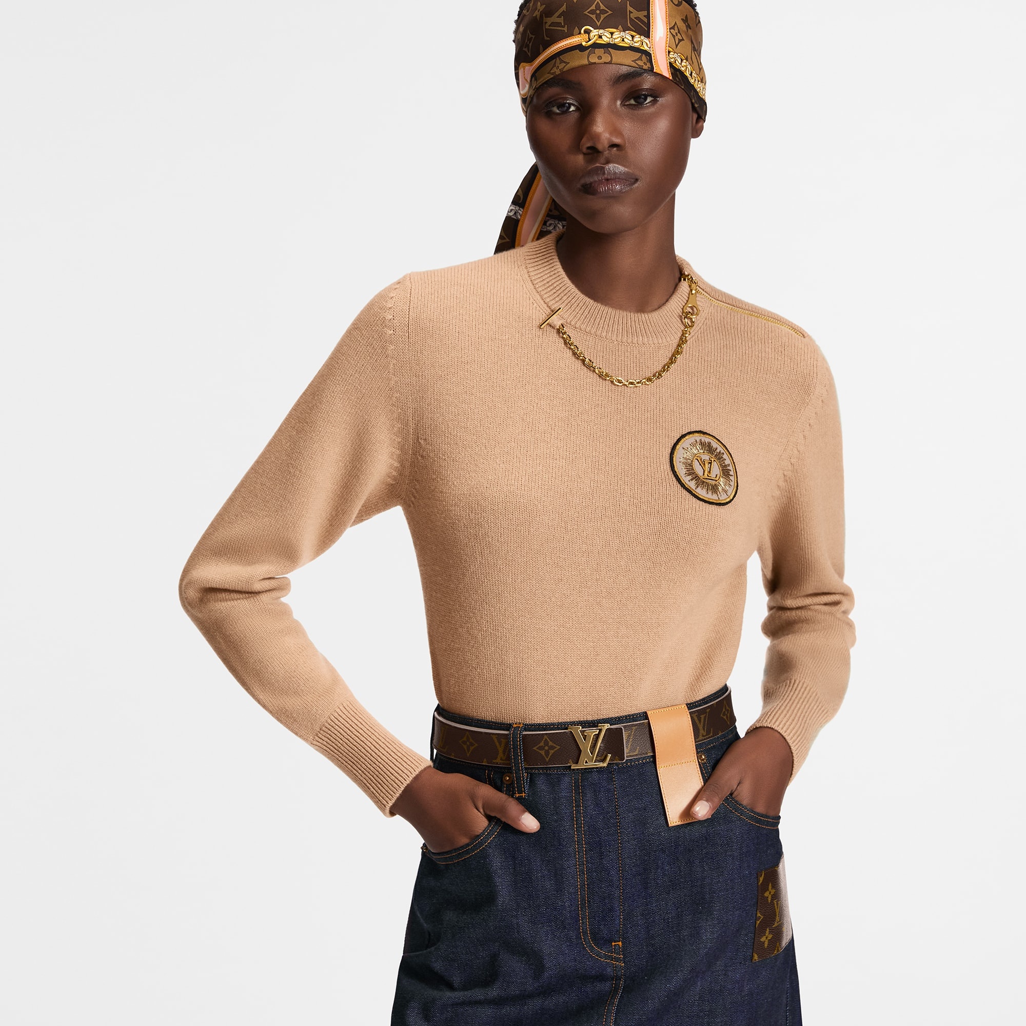 Chain Detail Patch Sweater - 5