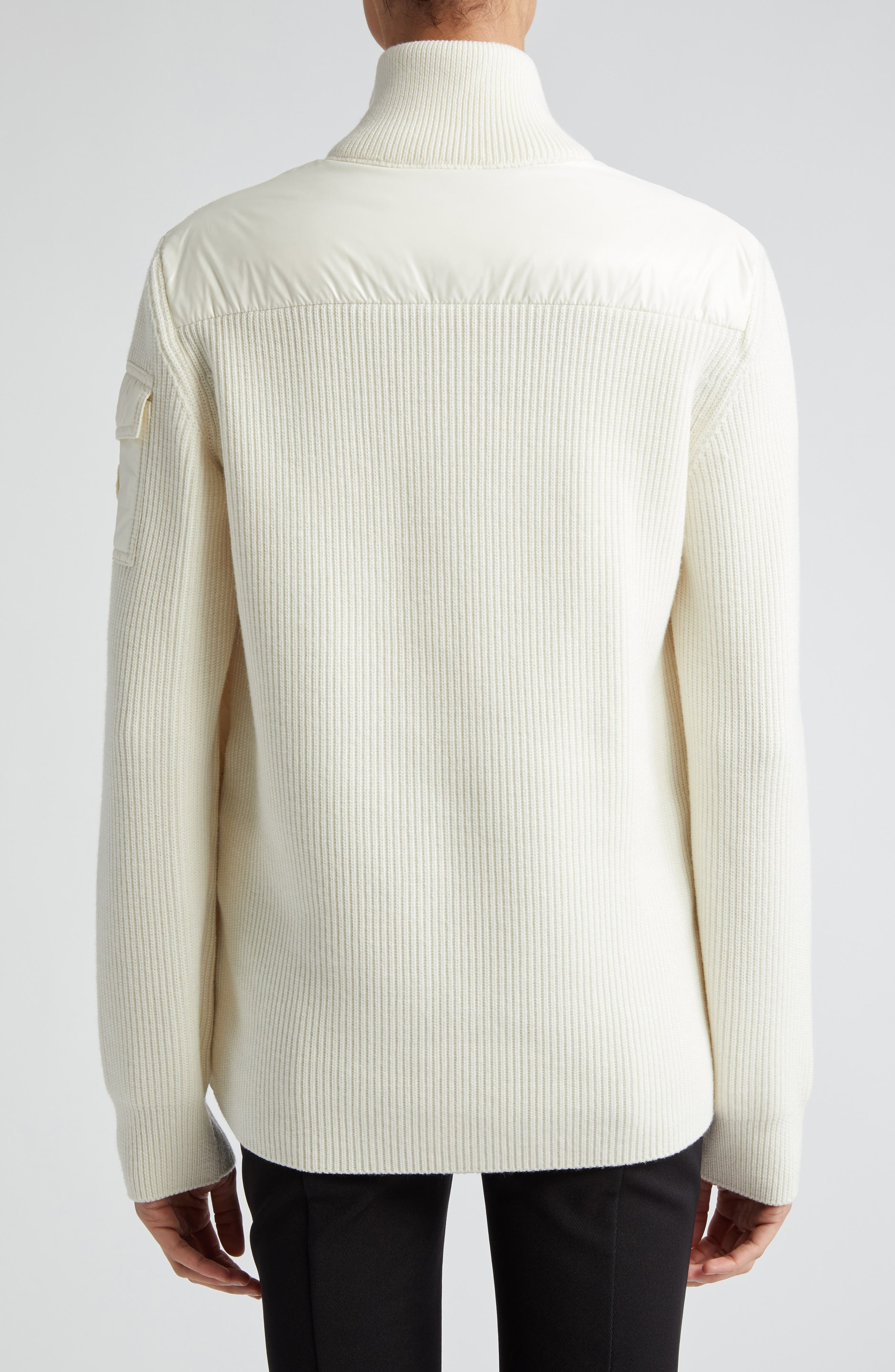 Quilted Nylon & Wool Knit Cardigan - 3