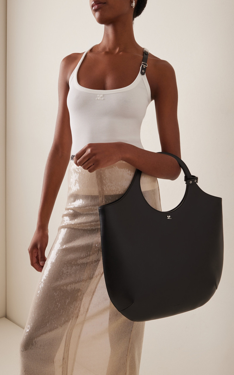 courrèges Large Holy Leather Tote Bag black outlook