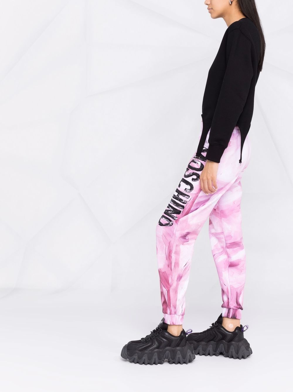 abstract-print branded track trousers - 6