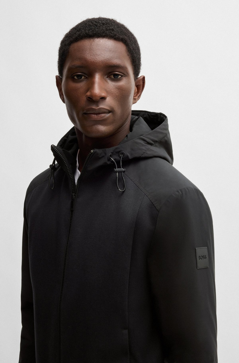 HOODED REGULAR-FIT JACKET IN MIXED MATERIALS 3