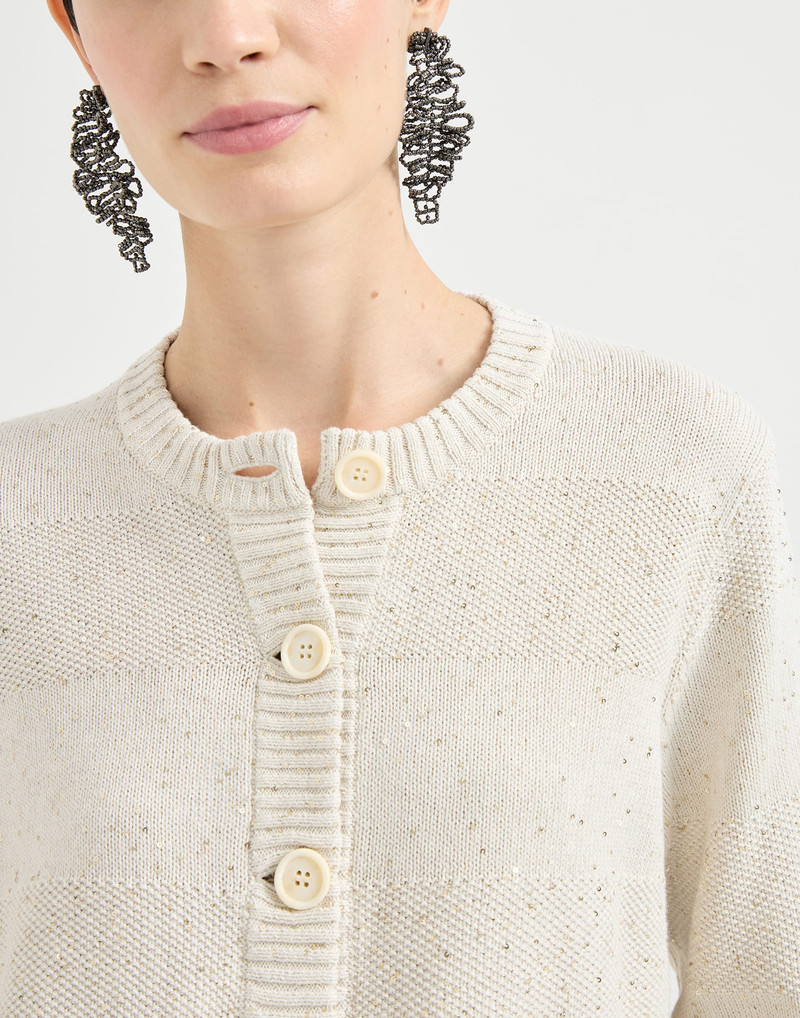 Textured stripe cardigan in cotton Diamond yarn 4
