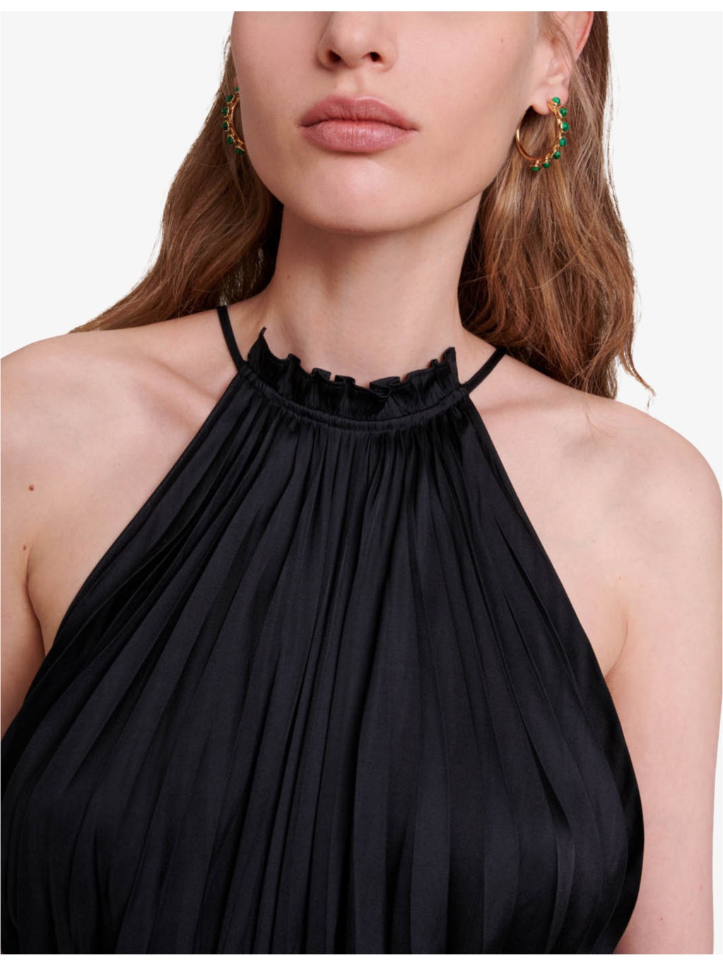 Villy halter-neck pleated satin maxi dress - 5