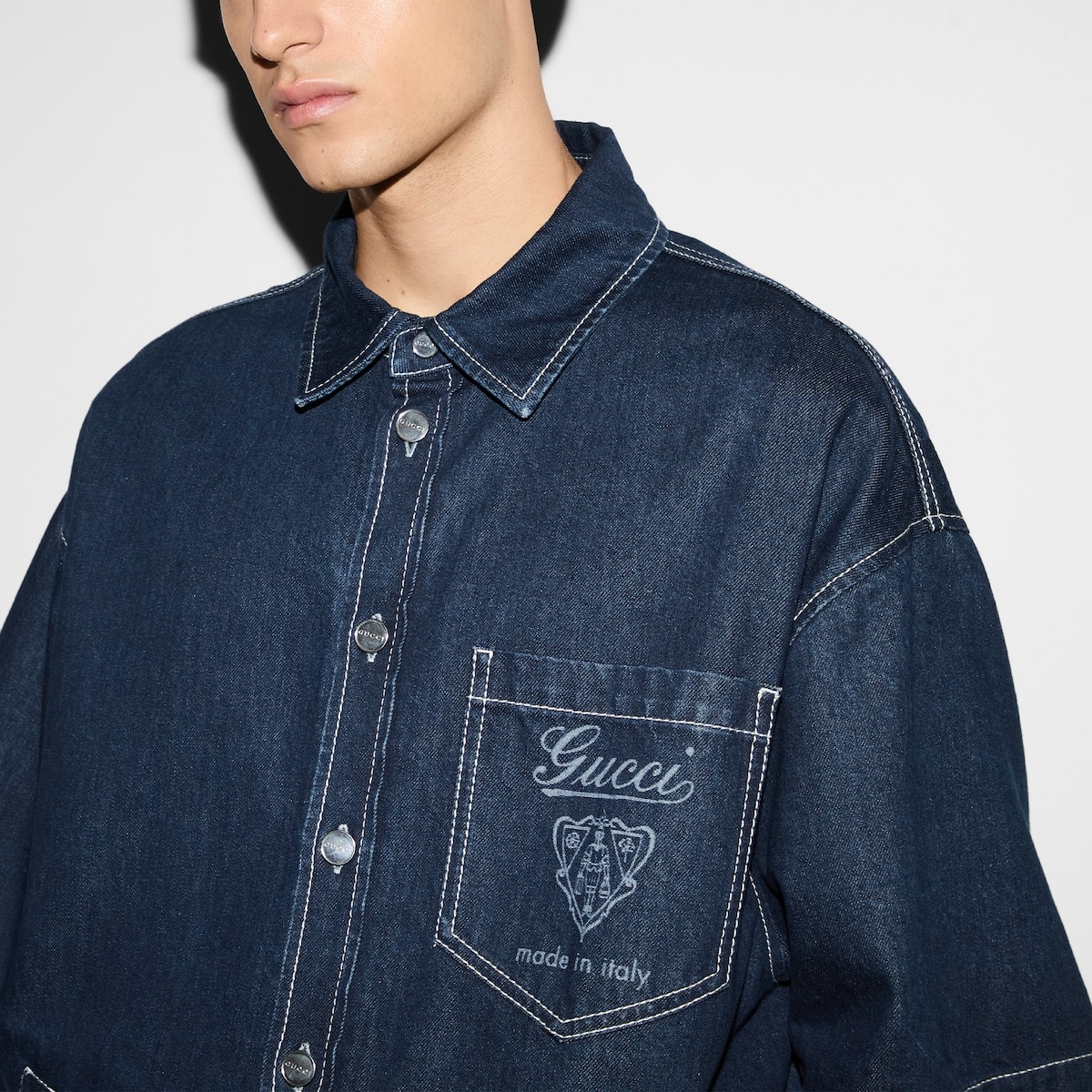 Lasered denim shirt - 5