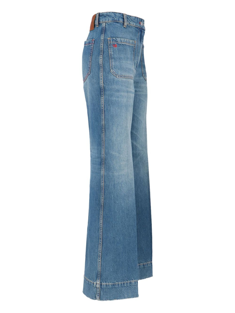 topstitching-detail patch-pocket jeans - 5