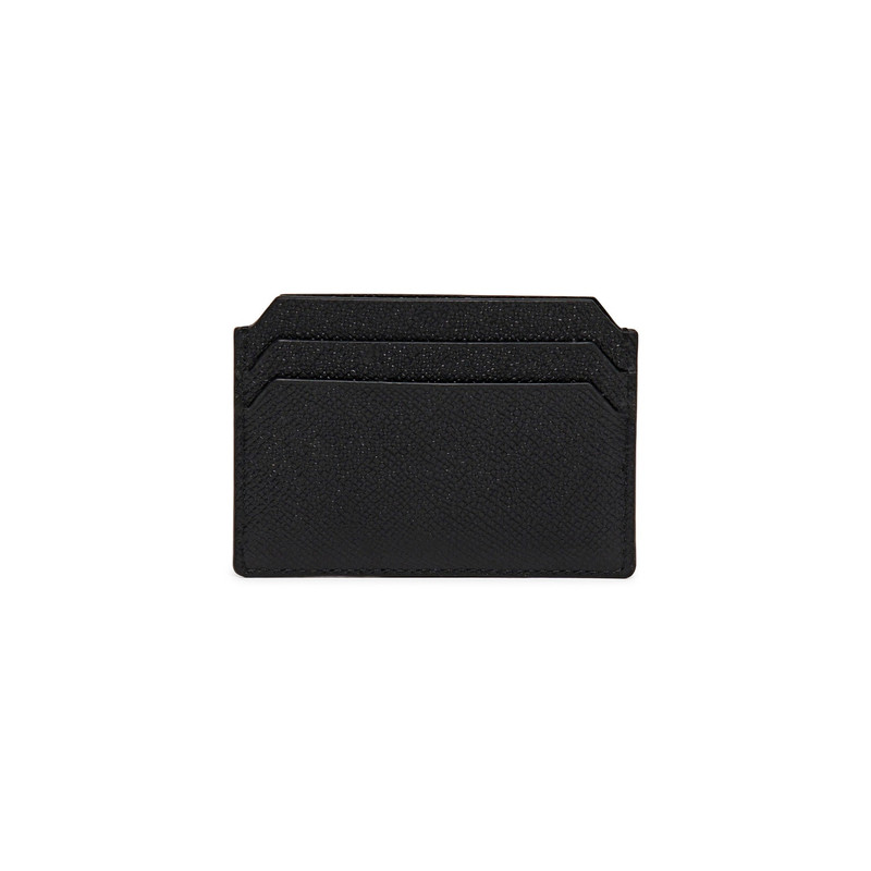 Santoni Black saffiano leather credit card holder outlook